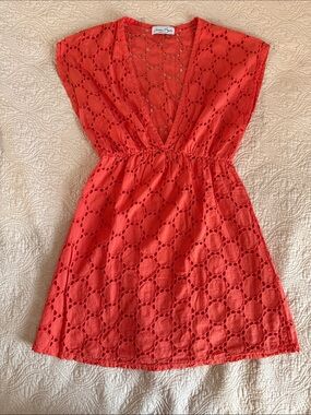 Jordan Taylor 100% Cotton Coral Eyelet Swim Coverup